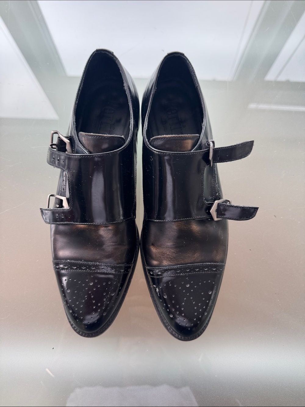 Women's Black Double Monk Strap Loafers